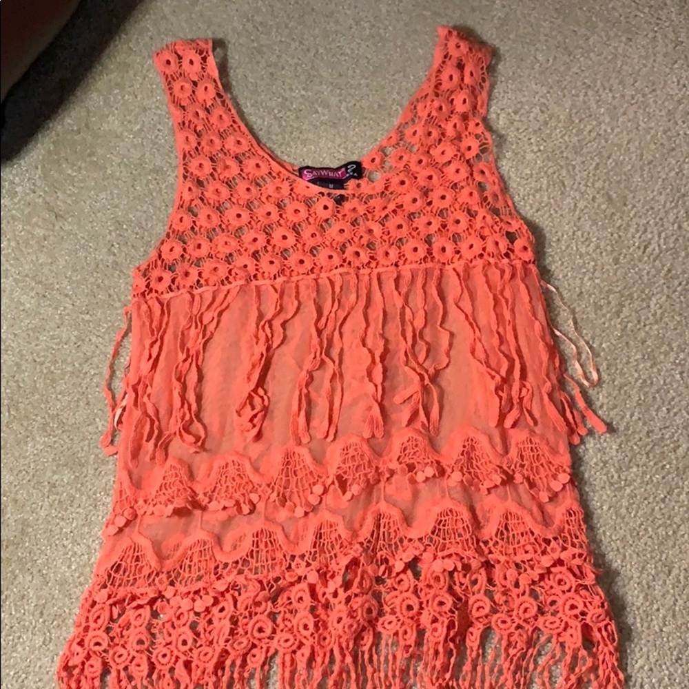 Coral Fringe Tank